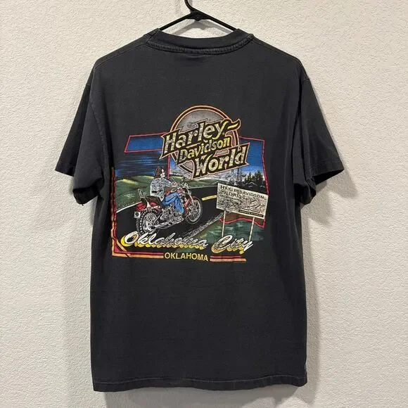 Vintage Oklahoma Harley Davidson tee men's Size M - Picture 3 of 5